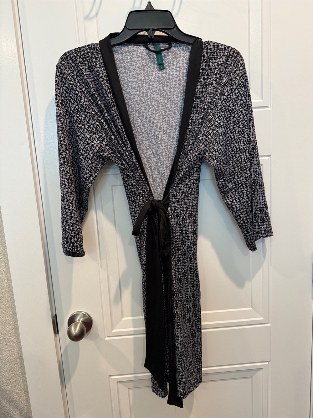 Laura Ashley Black & White Geometric Tie-Front Robe